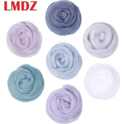 LMDZ 1PCS 50g Soft White Felting Wool Tops Roving Wool Fibre For Needle Felting DIY Doll Needlework Sewing Projects Felting Wool
