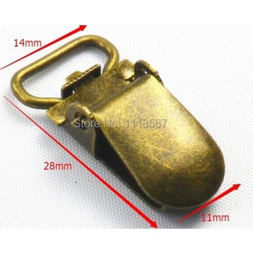 100piece Craft Metal Antique Bronze Suspender Clips Sewing On Garment for Clothes Jeans Bag Pocket Clip Hooks 28mm K120
