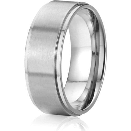 Brushed finish full USA size 5 - 15 white gold color men jewelry titanium wedding band ring 2015