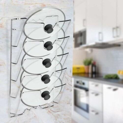 Wall/Door Mounted Kitchen Cabinet Storage Pan Lid Storage Rack Holder for Pot & Pan Lids
