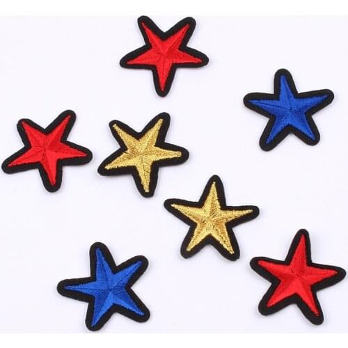 Wholesale 5Pcs DIY Clothes Patch Embroidered Gold Silver Star Sticker for Bags Jeans Sweater Decoration Fabric Badge Appliques