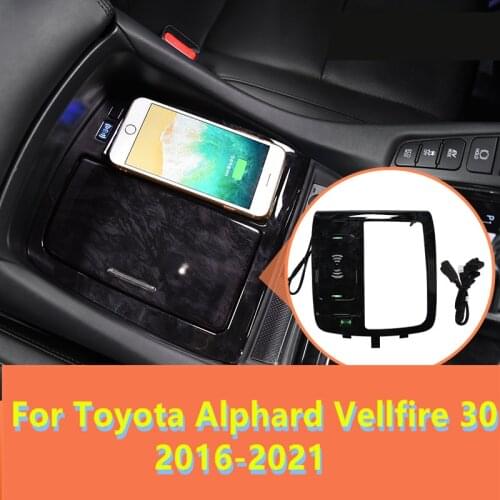 Original car central control mobile phone wireless charger automobile accessories For Toyota Alphard Vellfire 30 2016-2021