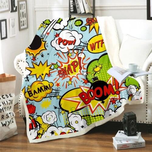 Hiphop Graffiti Throw Blanket 3D Print Aesthetic Fleece Blankets For Beds Home Textiles Luxury Adult Gift Warm Bedspread Cartoon