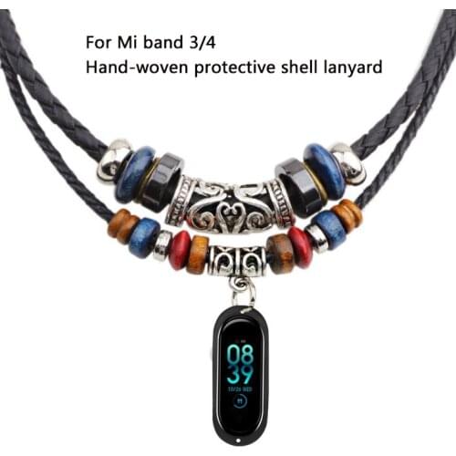 Applicable For Mi Band 4 Bracelet DIY Silicone Knitted Necklace with vintage jewelry pendant ,for xiaomi Mi Band 3 Accessory