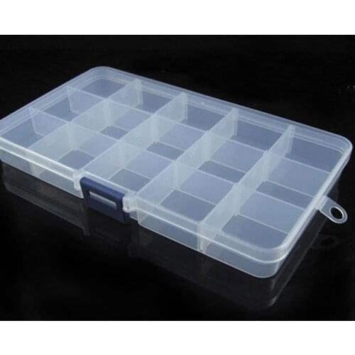 HENGJIA 1pc transparent waterproof plastic fishing box multifunctional storage 15compartments pesca fishing tackle