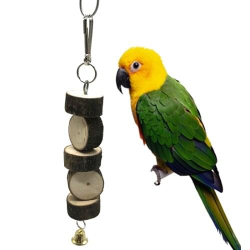 Bird Toys for Parrots Parrot Chew Toy Bite Resistant Natural Parrot Toys Cage Hanging Toy Bird Block Toy with Natural Wood