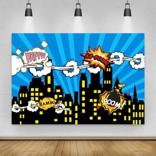 BOOM City Guardian Superhero Backstory Boys Birthday Party Decoration Photography Studio 3D Digital Background Cloth