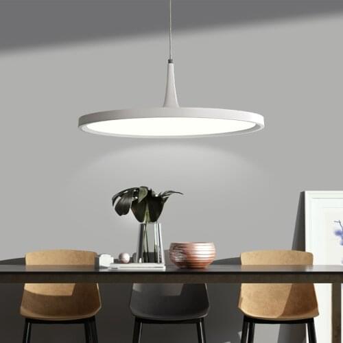 Super Thin Round Dining Room Chandelier Led Black and White Bar Dining Room Northern Europe Ceiling Lamp Modern Light Pendant