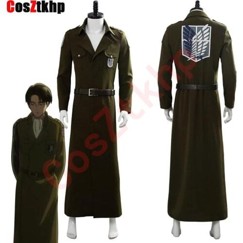 New Attack on Titan Cosplay Levi Costume Scouting Legion Soldier Coat Trench Jacket shirt Adult Men Halloween Carnival Clothing