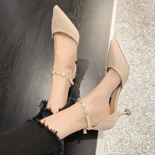 Womens Shoes Sexy Elegant Autumn New Fashion Stiletto Pointed Shallow Mouth High Heels Simple Middle Hollow Single Shoes U14-09