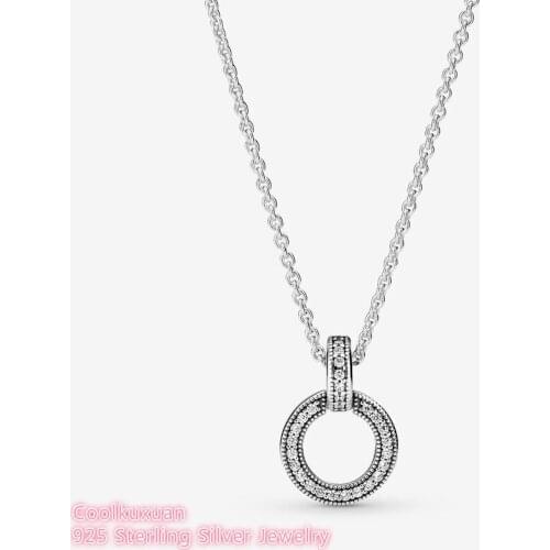 Double Circle Pendant & Necklace 2021 Autumn Signature Original 100% 925 Sterling Silver Women Fine Jewelry