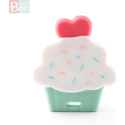Bite Bites 1pc Baby Silicone Cup Cake Cute Diy Accessories Sensory Chewing Toy BPA Free Food Grade Silicone Teether
