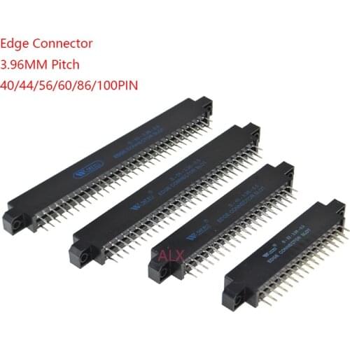 1pcs Edge Card Connector Slot 3.96 mm Pitch 40/44/56/60/86/100 Pin PCB Gold Finger Socket Through Holes