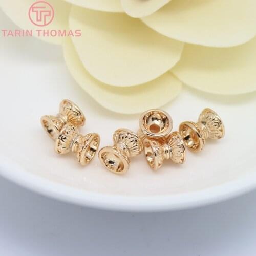10PCS 7x7MM 24K Champagne Gold Color Plated Brass Double Side Beads Caps Tassel Caps High Quality Diy Jewelry Accessories