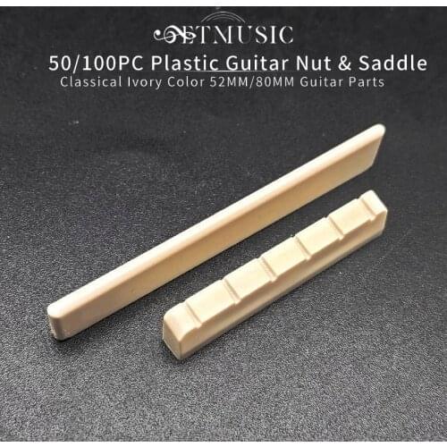 Classical Guitar Nut and Bridge Saddle Plastic 52MM 80MM Guitar Parts Ivory
