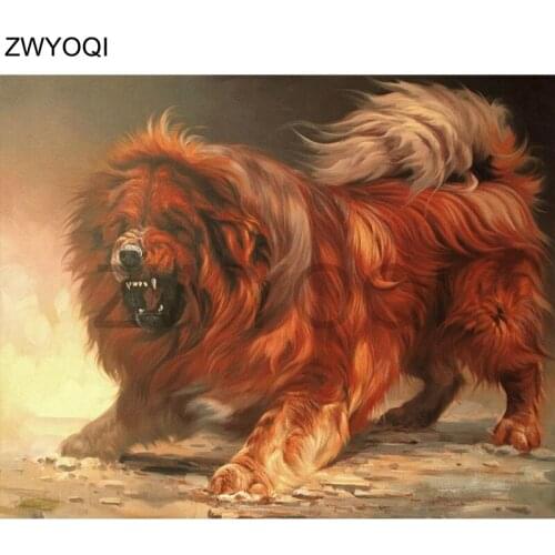 5D DIY Diamond painting Cross stitch animal Full Square Diamond mosaic Poodle animal Full Round Diamond embroidery lion dog