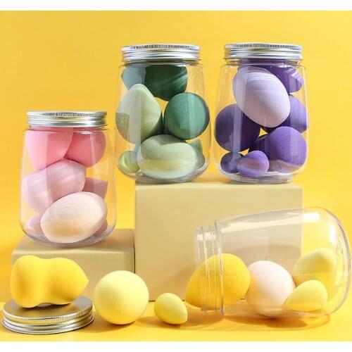 7pcs Powder Puff Wet Dry Beauty Egg Without Powder Cushion Cute Makeup Tool Colorful Portable Gourd Drop Shape Send Storage Box