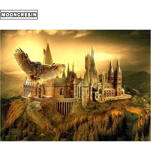 Diy 5D Diamond Painting Cartoon Castle Diamond Embroidery Cross Stitch Eagle Needlework Mosaic Crafts Christmas Decoration Home