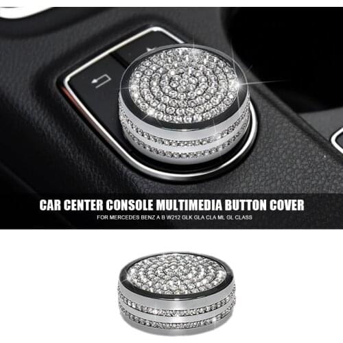Diamond Car Center Console Multimedia Button Decoration Trim Cover for Mercedes Benz A B W212 GLK GLA CLA ML GL Class