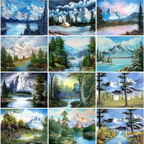 AZQSD Paint By Numbers For Adults Mountain Coloring By Numbers Landscape Arcylic Oil Painting Hand Paint Kit Canvas Home Decor
