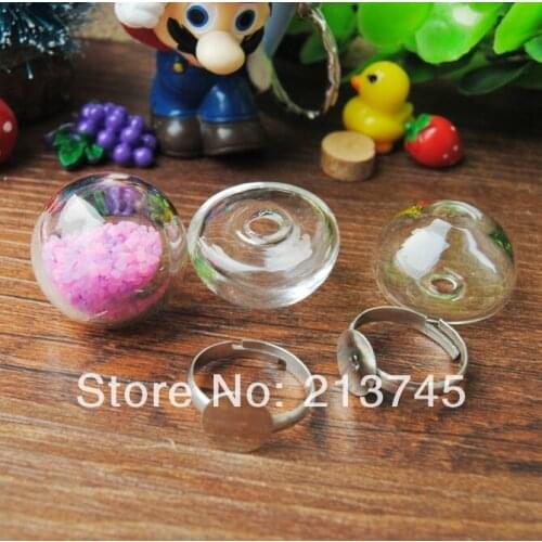 Free ship! Charm 24mm 100sets/lot semidome Glass Bubble & Ring set (The price don't include the filler)