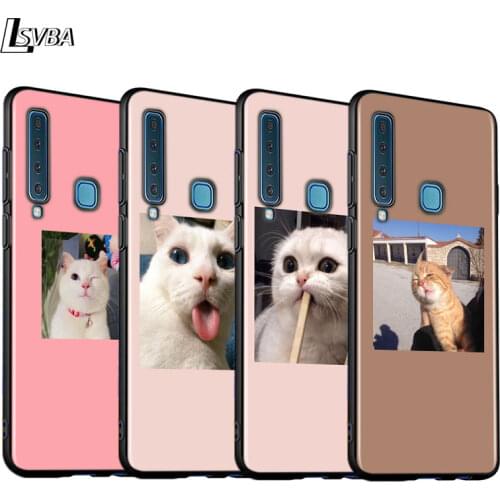 Black Cover Cute Lovely Cat for Samsung A9 A7 2018 Shell for Samsung Galaxy A8 A6 Plus A5 A3 2018 2017 Phone Case