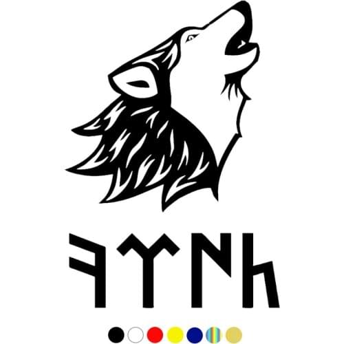 CS-10032# For Göktürk Language And Wolf funny vinyl car sticker waterproof car decal stickers on car truck bumper
