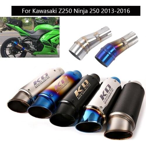 For Kawasaki Z250 Ninja 250 2013-2016 Exhaust Pipe Motorcycle Mid Link Tube Slip On 51mm Muffler No DB Killer Escape Reserve Cat