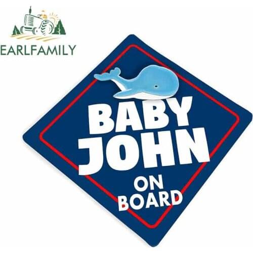EARLFAMILY 13cm x 12cm Car Stickers Baby on Board Car Bumper Sticker Blue Accents Whale Windscreen Sticker Car Styling