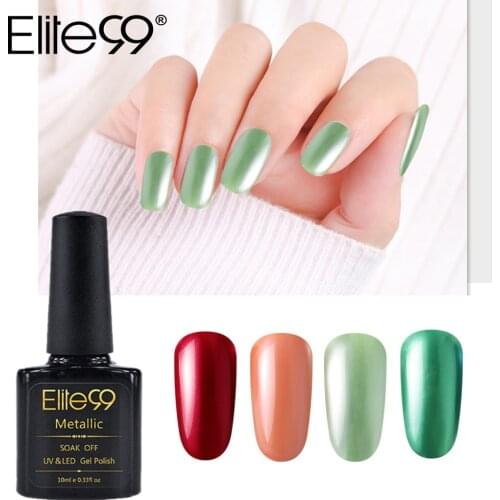 Elite99 10ml Metallic Nail Gel Polish Metal Mirror Effect UV Gel Polish Semi Permanent Nail Art Varnish Metallic Top Base Coat