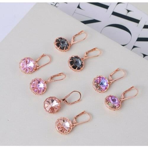 European and American simple inlaid shining round satellite stone elegant temperament fashion earrings earrings female gifts