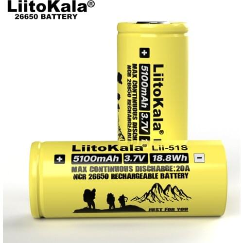 Lii-51S 26650 battery power 20a rechargeable lithium battery 3.7v 5100ma flashlight equipment batteries Power bank