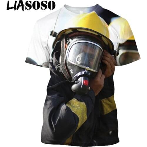 LIASOSO 3D Print T-shirt Firefighter Firemen Fire Hero Harajuku T Shirt Men Women Round Neck Oversized Tee Top Clothing