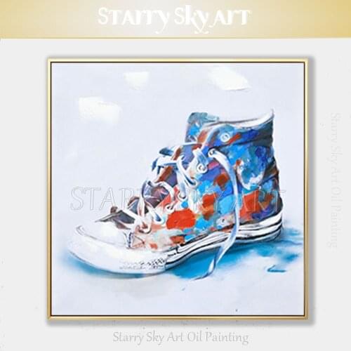 Skilled Painter Hand-painted High Quality Colorful Canvas Shoes Oil Painting on Canvas Handmade Canvas Shoes Oil Painting