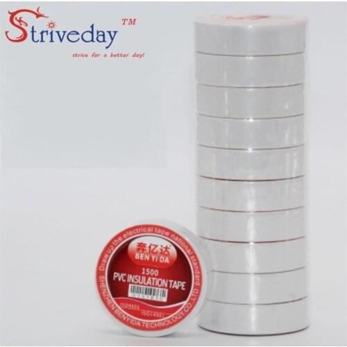 10pcs/lot White 16mm * 910 meters Electrical Tape High Temperature Insulation tape Waterproof PVC Tapes DIY