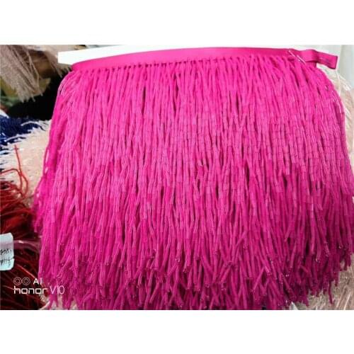 JRB-81001 5 yards /bag steel color 15cm width tube beads ribbon fringe tassel for fashion designer/sawing /dress decoration
