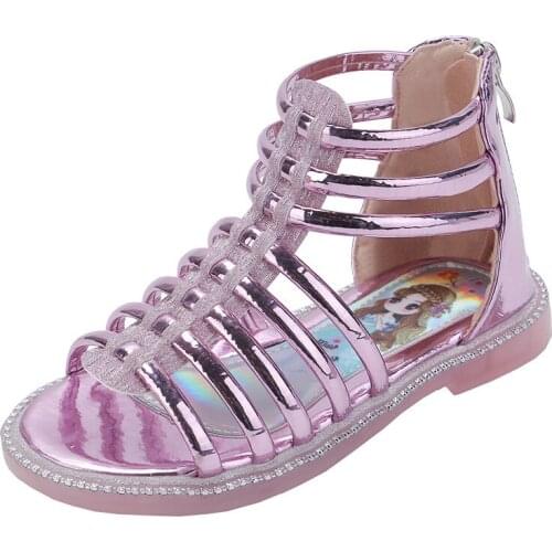 2021 Summer Girls Gladiator New Fashion Childrens Sandals Korean Style Hollow Breathable Princess Girls Roman Sandals Chic Hot