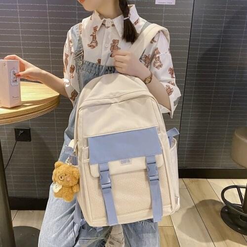 Fashion Womens Backpack Cute Pendant Large Capacity School Bags For Girls Nylon Waterproof Anti-theft Travel School Backpack