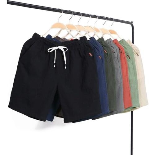 Lawrenceblack Summer Shorts Men 2021 summer new cotton and hemp shorts mens trend Korean loose cotton leisure 5 pants