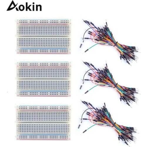 3Pcs 400 Point Breadboards Kit 3 X 65Pcs M/M Flexible Breadboard Jumper Wires for Arduino Raspberry Pi