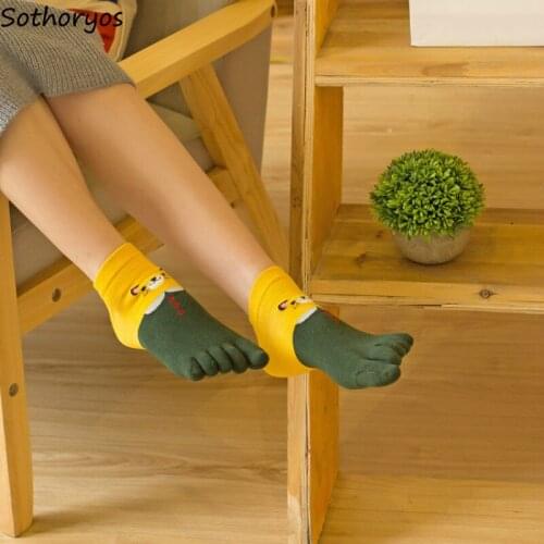 Socks Women Korean High Quality Female All-match High-Elasticity Five Finger Sock Womens Trendy Students Lovely Female Cotton