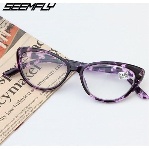 Seemfly Cat Eye Reading Glasses Women Eyeglasses Presbyopic 1.0 1.25 1.5 1.75 2.0 2.25 2.5 2.75 3.0 3.25 3.5 3.75 Men Eyewear