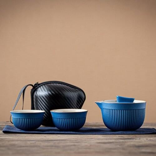 Portable Travel Tea Set Ceramic Teapot Kettle Quik Pots One pot and two cups Teaware Chinese Drink TeapotsTea Cup