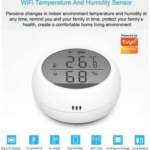 WIFI Temperature And Humidity Sensor Indoor Hygrometer Thermometer With LCD Display Support Alexa Google Assistant Smart Home