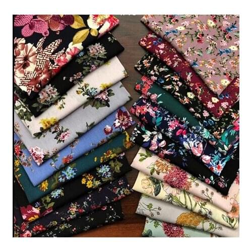 Rayon fabric dark floral printed fabric dress fabricLFCK080066
