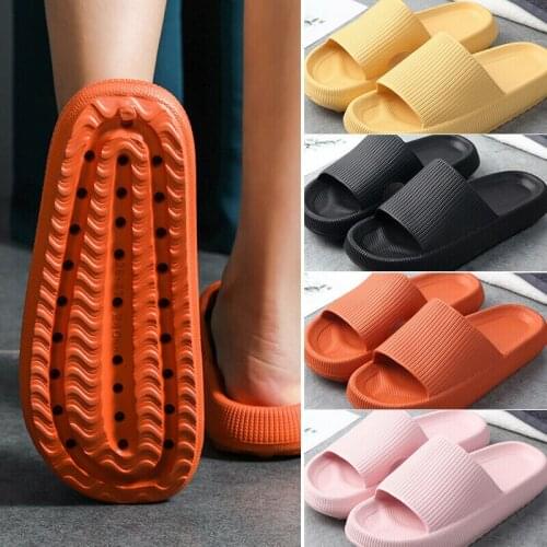 Solid Color Thick Soled Beach Shoes Bathing Slippers Home Slippers Unisex Fashion Super Soft