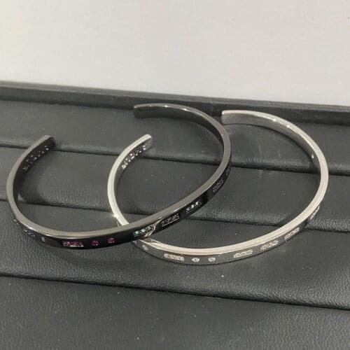 UMGODLY Luxury Brand Bangle Silver Color Love AMOUR Smile Morse Code Bracelet Micro AAA Cubic Zirconia Women Fashion Jewelry