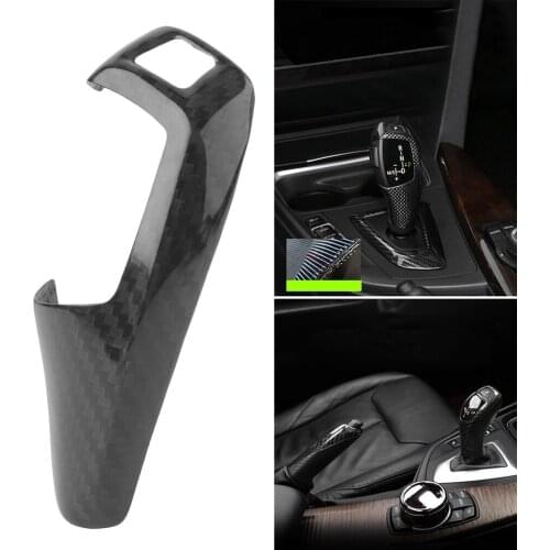 Universal CarTrim Gear Shift Knob Cover Panel Decal Left Driver For BMW 1 2 3 4 5 Series F20 F30 F31 F34 Black/Red Carbon Fiber