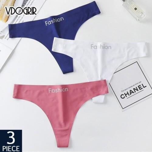 VDOGRIR 3Pcs/Lot Sexy Women Silk Panties Set Underwear Seamless Fashion Sport Thong Low Waist Female G-String Soft Lady Lingerie