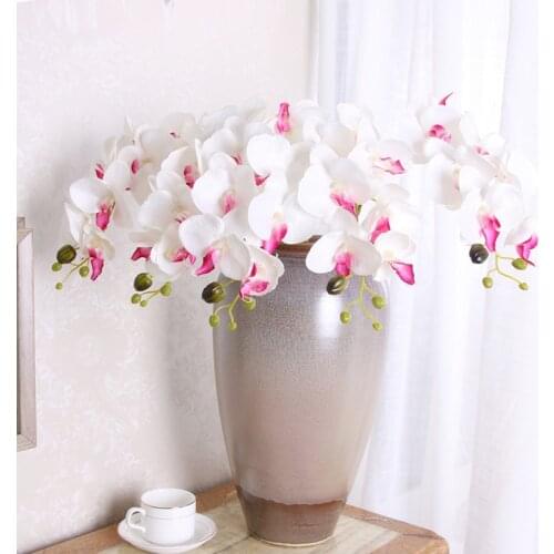 76cm high 7 head 3d print Butterfly Orchid green plastic Idyllic country fake flower table interior decoration Artificial flower
